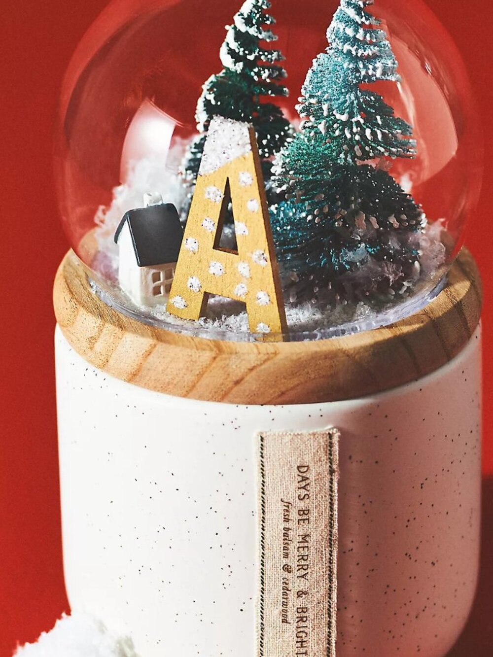 Monogram Snow Globe Woody Fresh Balsam & Cedarwood Ceramic Candle